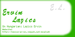 ervin lazics business card